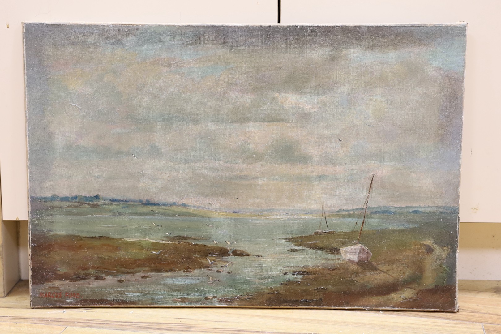 Marcus Ford (1914-1989), oil on canvas, Estuary at low tide, signed, 50 x76cm, unframed